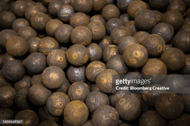 steel balls at a steel plant - ball mill stock pictures, royalty-free photos & images
