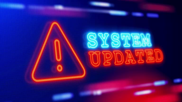 Alert Updated Image System Updated Warning Alert Screen loop Blinking glitch Animation. 동영상 ...