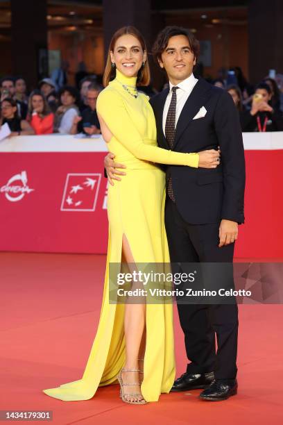 Miriam Leone and Paolo Carullo attend the red carpet for "War - La Guerra Desiderata" during the 17th Rome Film Festival at Auditorium Parco Della...