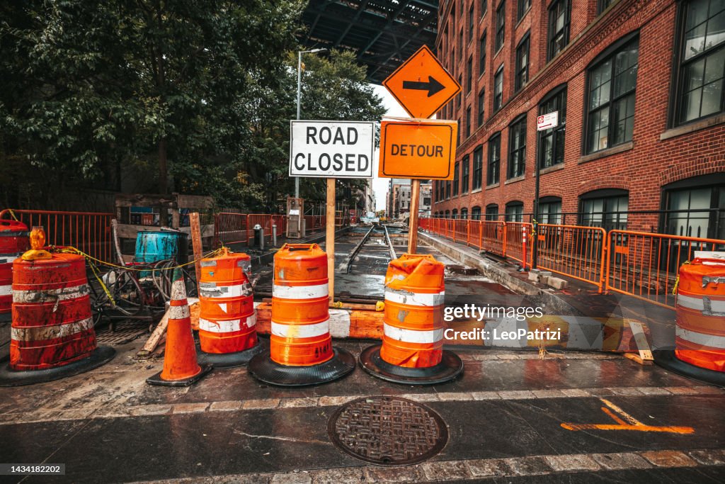 Obras viales y desvío en la ciudad de Nueva York - Dumbo - Brooklyn