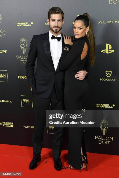 Kevin Trapp and Izabel Goulart attend the Ballon D'Or photocall at Theatre Du Chatelet In Paris on October 17, 2022 in Paris, France.