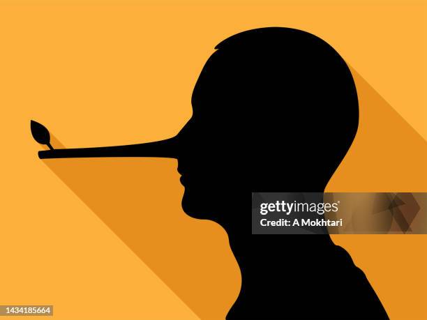 lying man with a long nose, pinocchio. - two faced stock illustrations