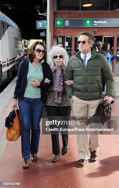 Dukes of Alba Cayetana Fitz-James Stuart and Alfonso Diez are seen starting their Honeymoon on April 25, 2012 in Madrid, Spain.