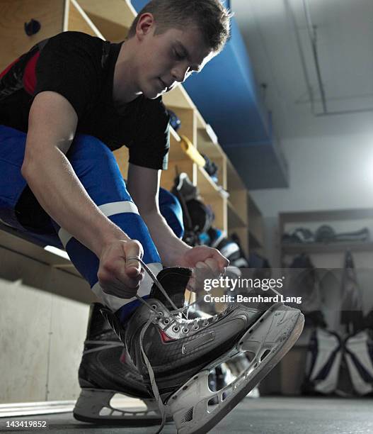 ice hockey player - lace fastener stock pictures, royalty-free photos & images