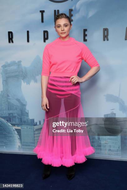 Chloe Grace Moretz attends the special screening of the Amazon Original series "The Peripheral" at Odeon Luxe West End on October 17, 2022 in London,...