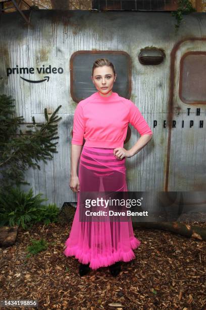 Chloë Grace Moretz attends the London screening of Prime Video's "The Peripheral" at Odeon Luxe Leicester Square on October 17, 2022 in London,...
