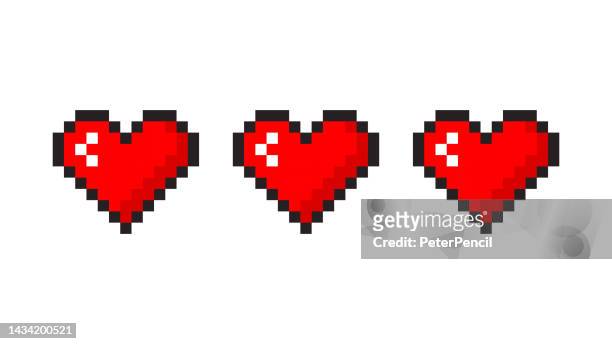 ilustrações, clipart, desenhos animados e ícones de corações - pixel icon image. ilustração vetorial de estoque - heart shape