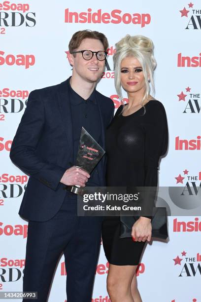 Jamie Borthwick and Danielle Harold hold the award for Best Soap during The Inside Soap Awards 2022 on October 17, 2022 in London, England.