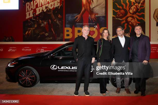 Oskar Metsavaht, Anne de Carbuccia, Clemente Bicocchi and Eric Nazarian arrive on the red carpet ahead of the "Interactions" screening during the...