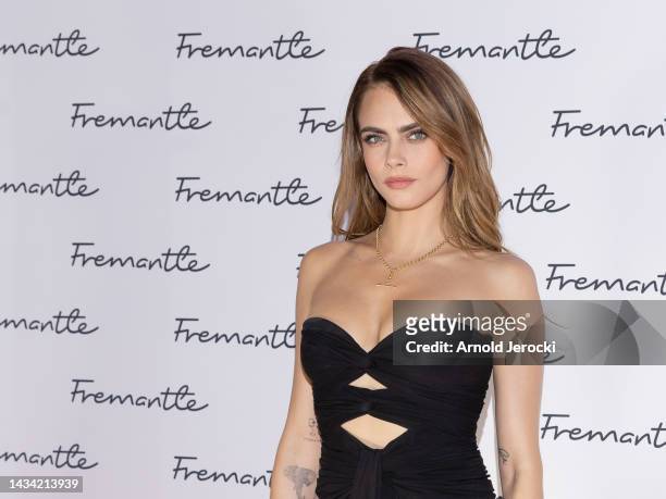 Cara Delevingne attends the Fremantle Photocall as part of the MIPCOM 2022 on October 17, 2022 in Cannes, France.