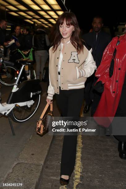 Phoebe Dynevor is seen attending a special screening and Q&A for "Glass Onion: A Knives Out Mystery" at The Curzon Mayfair on October 17, 2022 in...