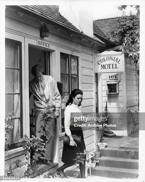 Sharon Hugueny has a change of heart at staying at a motel with Peter Fonda watching dance for him in a scene from the film 'The Young Lovers', 1964.