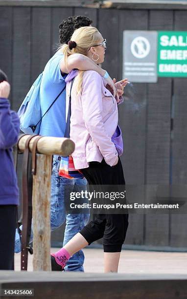 Belen Esteban and Fran Alvarez are seen at Port Aventura on April 7, 2012 in Tarragona, Spain.