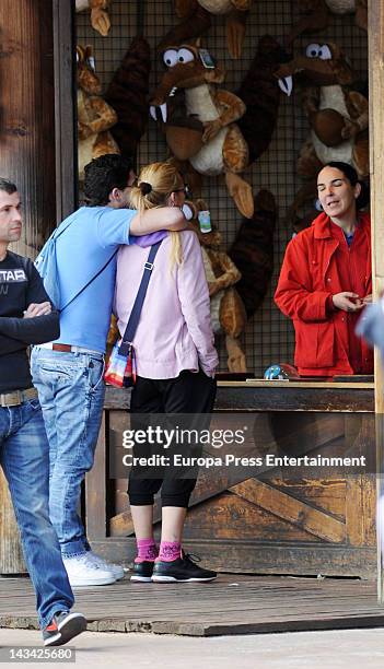 Belen Esteban and Fran Alvarez are seen at Port Aventura on April 7, 2012 in Tarragona, Spain.