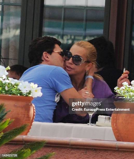 Belen Esteban and Fran Alvarez are seen at Port Aventura on April 7, 2012 in Tarragona, Spain.