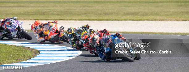 Alex Rins of Spain and Suzuki Ecstar during the MotoGP of Australia at Phillip Island Grand Prix Circuit on October 16, 2022 in Phillip Island,...