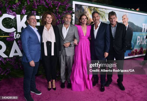 Jeff Shell, CEO, NBCUniversal, Donna Langley, Chairman, Universal Filmed Entertainment Group, George Clooney, Julia Roberts, Ol Parker, Tim Bevan...