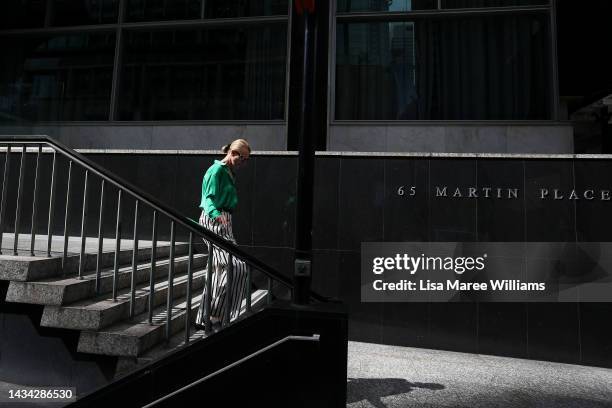Pedestrian moves past the Reserve Bank of Australia building on October 18, 2022 in Sydney, Australia. Australia's Treasurer Jim Chalmers said last...