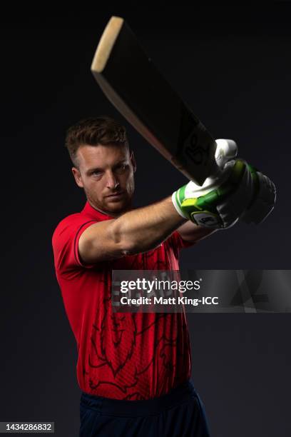 Jos Buttler poses during the England ICC Men's T20 Cricket World Cup 2022 team headshots at The Gabba on October 16, 2022 in Brisbane, Australia.