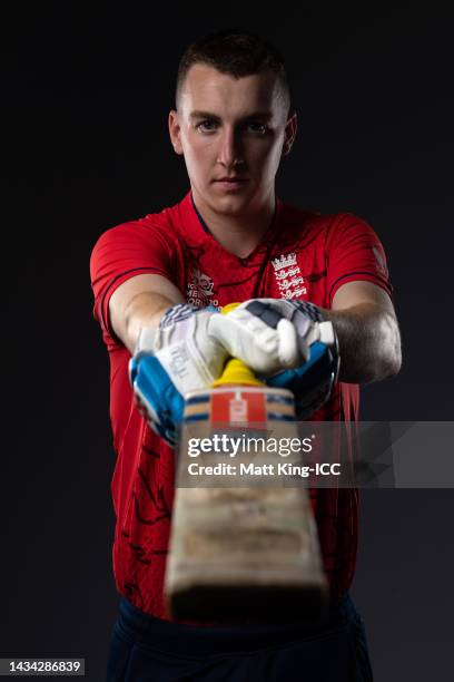 Harry Brook poses during the England ICC Men's T20 Cricket World Cup 2022 team headshots at The Gabba on October 16, 2022 in Brisbane, Australia.