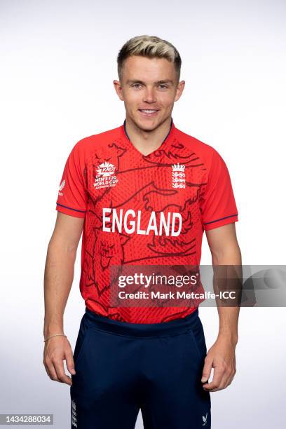 Sam Curran poses during the England ICC Men's T20 Cricket World Cup 2022 team headshots at The Gabba on October 16, 2022 in Brisbane, Australia.