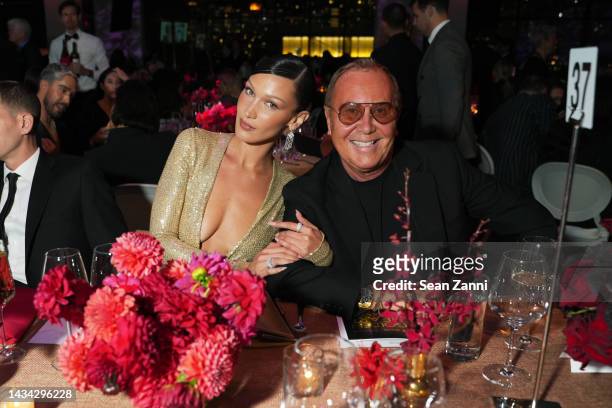 Bella Hadid and Michael Kors attend the Golden Heart Awards 2022 Benefiting God's Love We Deliver at The Glasshouse on October 17, 2022 in New York...