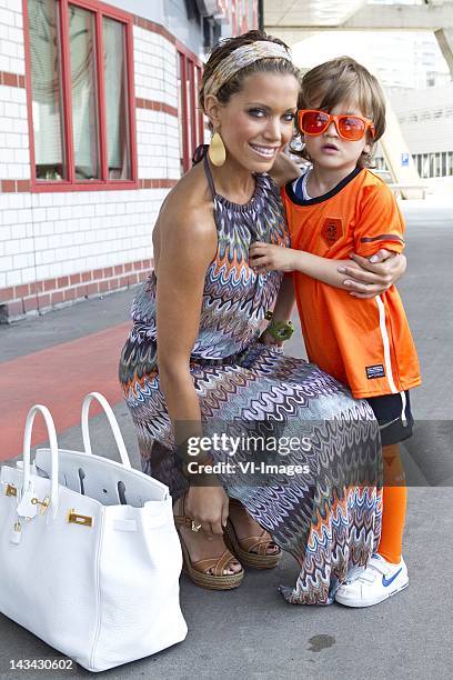 Sylvie van der Vaart ,Damian van der Vaart during a farewell session where Dutch National team players leave for the World Cup 2010 at June 4 2010 in...