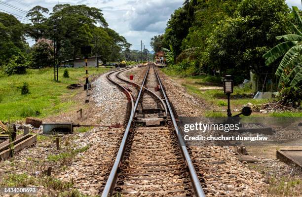 railroad track points, switch/turnout - landschaft asien schiene stock-fotos und bilder