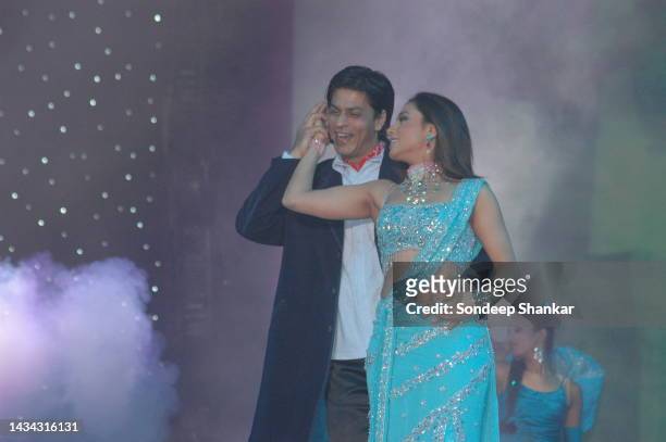 Bollywood Actors Shah Rukh Khan and Rani Mukherjee Perform at an event called Temptations - 2005 to raise funds for a disabled persons home.