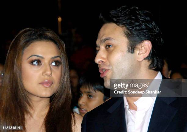 Bollywood actress Preity Zinta with Ness Wadia son of industrialist Maureen and Nusli Wadia at the Gladrags Mrs India contest in Mumbai December 10,...