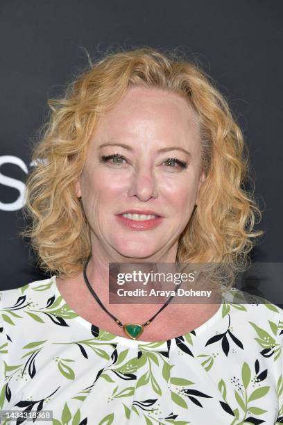 Virginia Madsen arrives at the Screamfest LA "Give Me An A" Black Carpet at TCL Chinese 6 Theatres on October 17, 2022 in Hollywood, California.