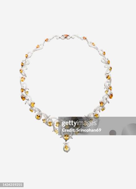 beautiful fashion gold and silver jewelry and realistic accessories isolated on white background. - gold necklace bildbanksfoton och bilder