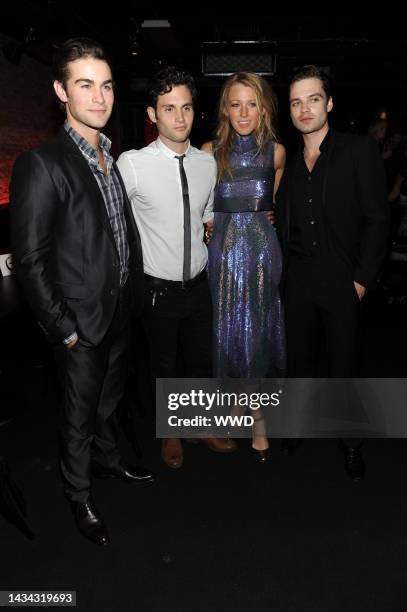 Chase Crawford, Penn Badgely, Blake Lively and Sebastian Stan attend the re-opening party for Chanel\'s Wooster street store.