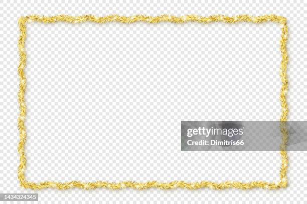 bildbanksillustrationer, clip art samt tecknat material och ikoner med tinsel festive frame. christmas and new year template with copy space. - tinsel border