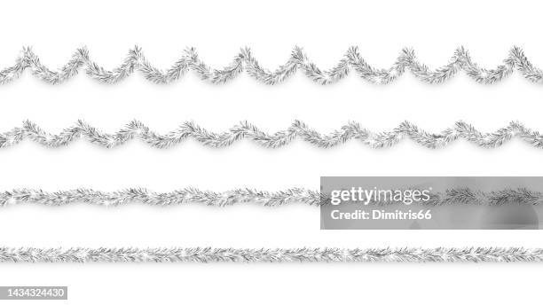 new year and christmas decoration. seamless tinsel garlands. - horizontal banner stock illustrations