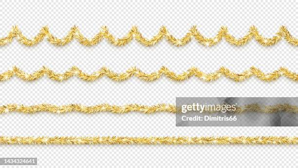 new year and christmas decoration. seamless tinsel garlands. - gold colored 幅插畫檔、美工圖案、卡通及圖標