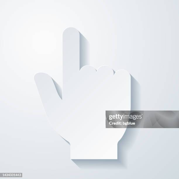 hand cursor - pointer. icon with paper cut effect on blank background - hand on computer mouse stock illustrations