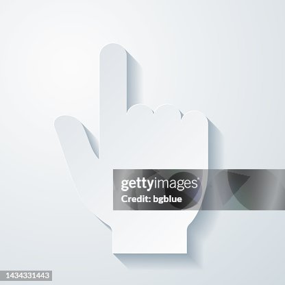 Hand cursor - pointer. Icon with paper cut effect on blank background Hand cursor - pointer. Icon with paper cut effect on blank background