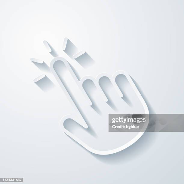 click with hand cursor. icon with paper cut effect on blank background - mouse hand pointer stock illustrations