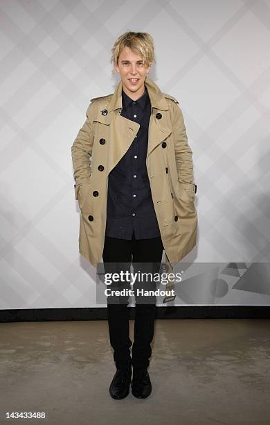 In this photo provided by Burberry, Tom Odell wearing Burberry celebrates the opening of the Burberry 101 Flagship Store on April 26, 2012 in Taipei,...