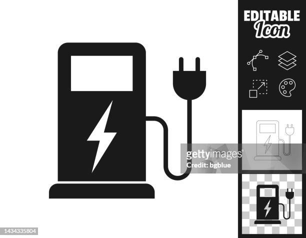 charging stations for electric vehicles. icon for design. easily editable - electric vehicle charging station stock illustrations