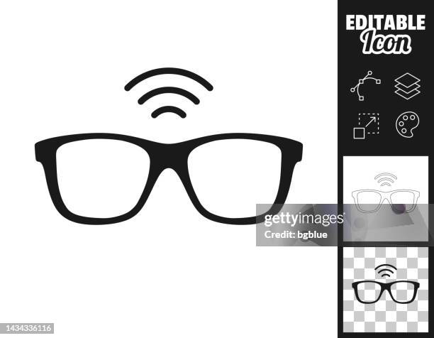 ilustraciones, imágenes clip art, dibujos animados e iconos de stock de gafas inteligentes. icono para el diseño. fácilmente editable - gafas