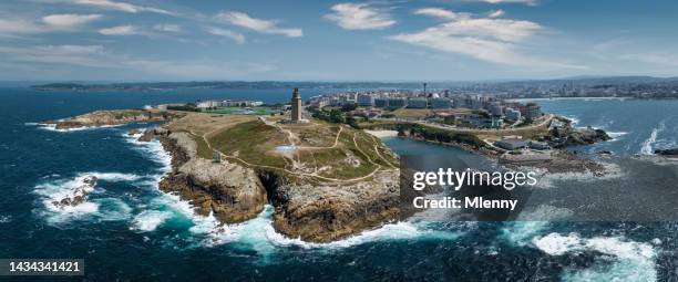 a coruña hercules tower city view a coruña panorama galicia españa - hercules fotografías e imágenes de stock