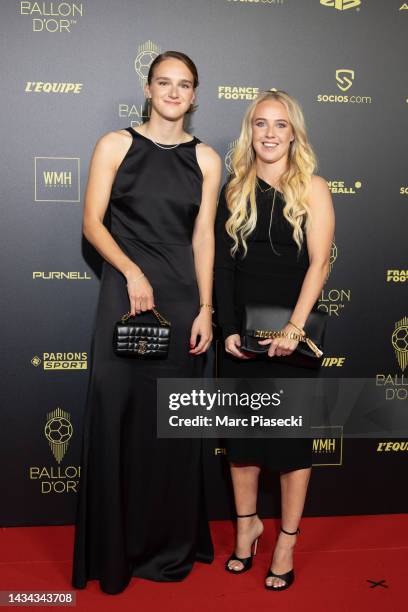 Vivianne Miedema and Beth Mead attend the Ballon d'Or photocall at Theatre Du Chatelet In Paris on October 17, 2022 in Paris, France.