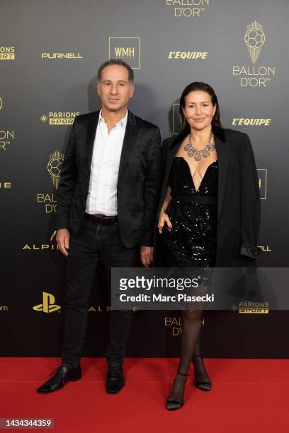 Cacau Sitruk and a guest attend the Ballon d'Or photocall at Theatre Du Chatelet In Paris on October 17, 2022 in Paris, France.