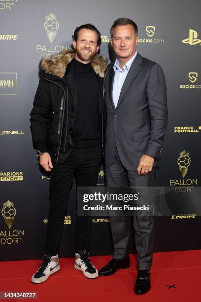 Jean-Baptiste Sassine and a guest attend the Ballon d'Or photocall at Theatre Du Chatelet In Paris on October 17, 2022 in Paris, France.