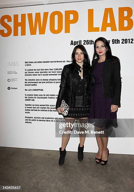 Lauren Kemp and Yasmin Mills attend the launch of M&S Shwopping at the Shwop Lab on April 26, 2012 in London, England.