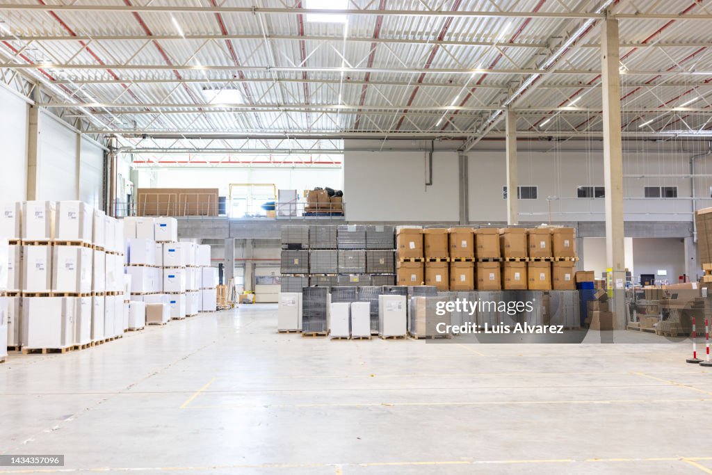 Interior of large distribution warehouse