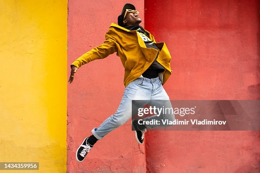 Male urban dancer in the air Male urban dancer in the air