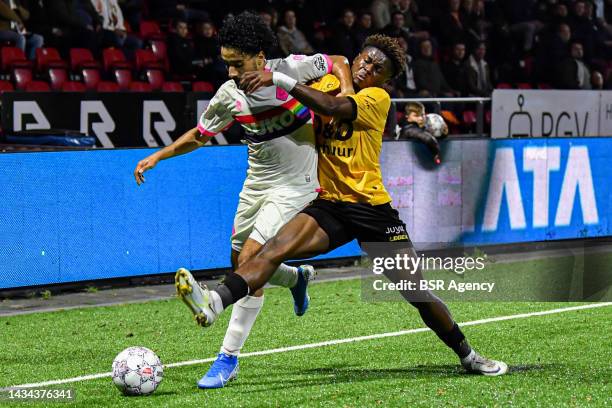 Anass Najah of Telstar, Bryan Limbombe of Roda JC during the Dutch Keukenkampioendivisie match between Telstar and Roda JC at Telstar Stadion on...